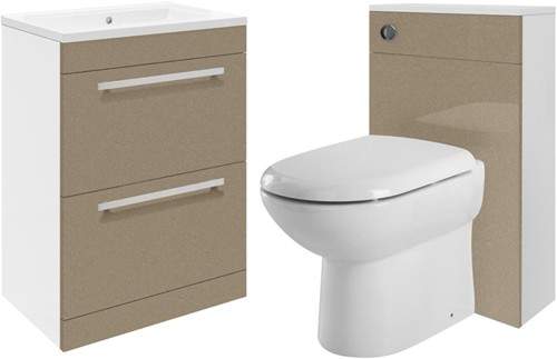 Ultra Design 600mm Vanity Unit Suite With BTW Unit, Pan & Seat (Caramel).