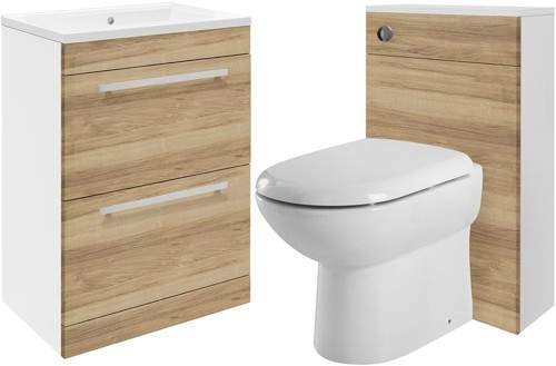 Ultra Design 600mm Vanity Unit Suite With BTW Unit, Pan & Seat (Walnut).