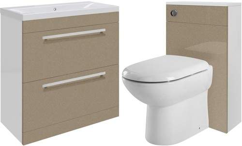 Ultra Design 800mm Vanity Unit Suite With BTW Unit, Pan & Seat (Caramel).