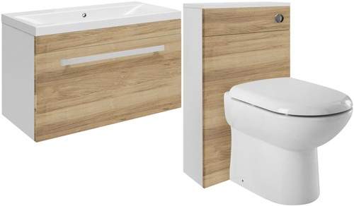 Ultra Design 600mm Vanity Unit Suite With BTW Unit, Pan & Seat (Walnut).