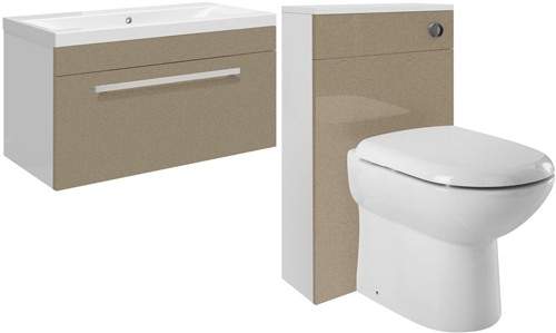 Ultra Design 800mm Vanity Unit Suite With BTW Unit, Pan & Seat (Caramel).