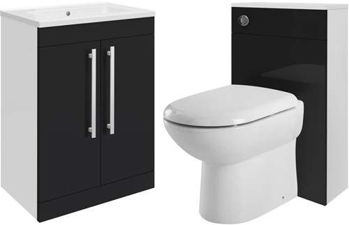 Ultra Design 600mm Vanity Unit Suite With BTW Unit, Pan & Seat (Black).