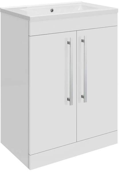 Ultra Design Vanity Unit With Doors & Option 2 Basin (White). 594x800mm.