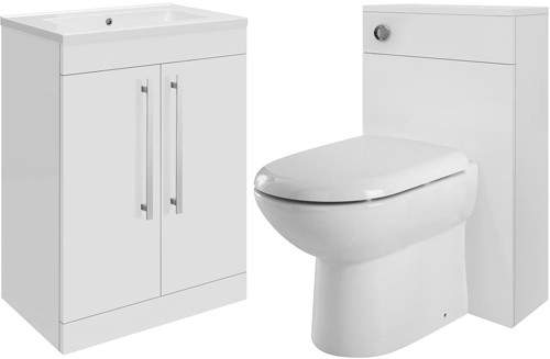 Ultra Design 600mm Vanity Unit Suite With BTW Unit, Pan & Seat (White).
