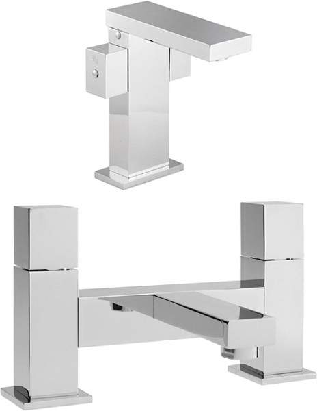 Hudson Reed Carmen Basin Mixer & Bath Filler Tap Set (Chrome).