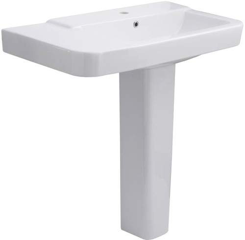 Hudson Reed Ceramics Basin & Full Pedestal (1 Tap Hole, 850mm).