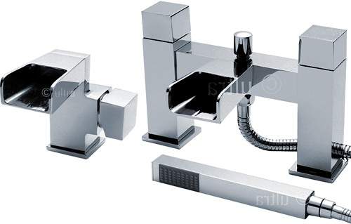 Ultra Channel Waterfall Basin & Bath Shower Mixer Tap Set (Free Shower Kit).