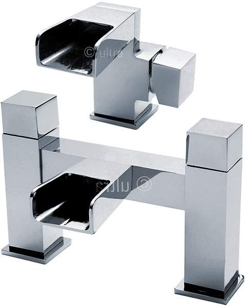 Ultra Channel Waterfall Basin & Bath Filler Tap Set (Chrome).