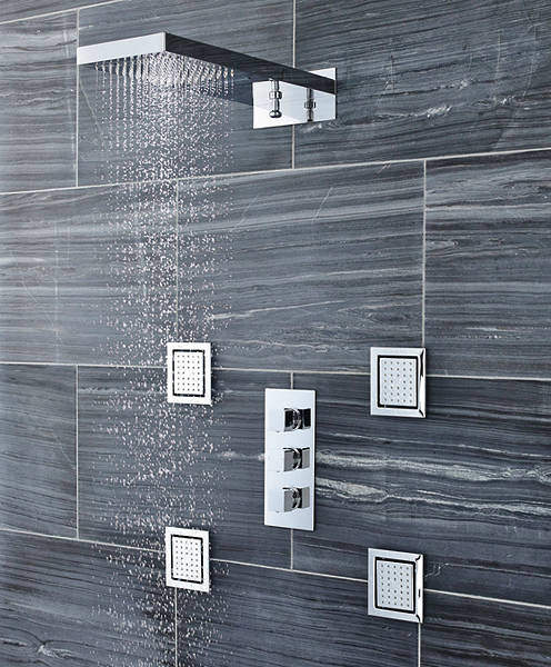 Ultra Volt Volt Triple Thermostatic Shower Valve, Waterfall Head & Body Jets.