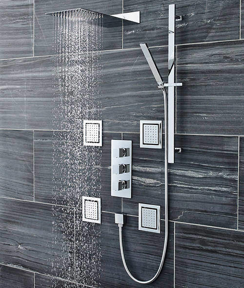 Ultra Volt Volt Thermostatic Shower Valve With Head, Slide Rail & Jets.