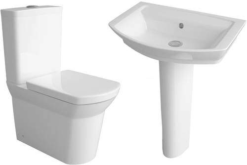 Premier Ceramics Clara Suite With Toilet, 550mm Basin & Full Pedestal.