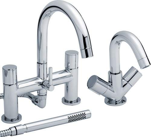 Ultra Ecco Basin & Bath Shower Mixer Tap Set (Free Shower Kit).