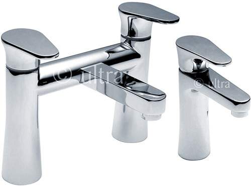 Ultra Entity Basin Mixer & Bath Filler Tap Set (Chrome).