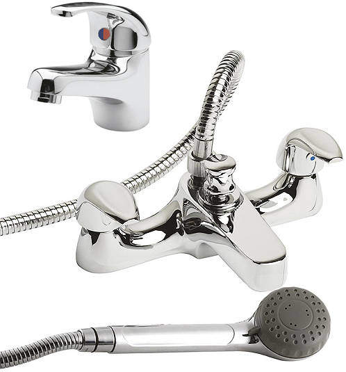 Nuie Eon Bath Shower Mixer & Mono Basin Tap Pack (Chrome).