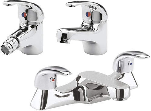 Nuie Eon Bath Filler, Mono Basin & Bidet Tap Pack (Chrome).