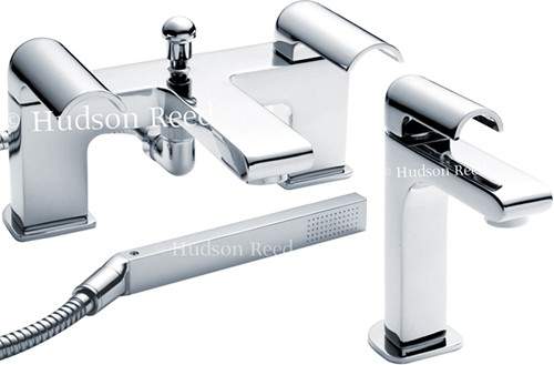 Hudson Reed Epic Basin & Bath Shower Mixer Tap Set (Chrome).