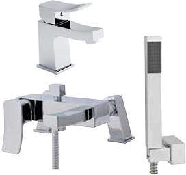 Ultra Ethic Deck Mounted Bath Shower Mixer & Mono Basin Tap Pack (Chrome).