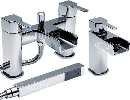 Ultra Falls Waterfall Basin & Bath Shower Mixer Tap Set (Free Shower Kit).