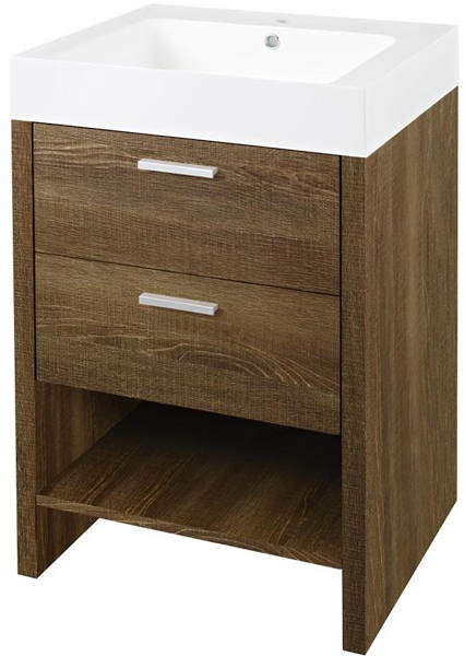 Hudson Reed Dunbar Vanity Unit With Drawers & Basin (Textured Oak).