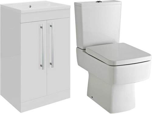 Ultra Design Vanity Unit Suite With Toilet & Seat (White). 494x800mm.