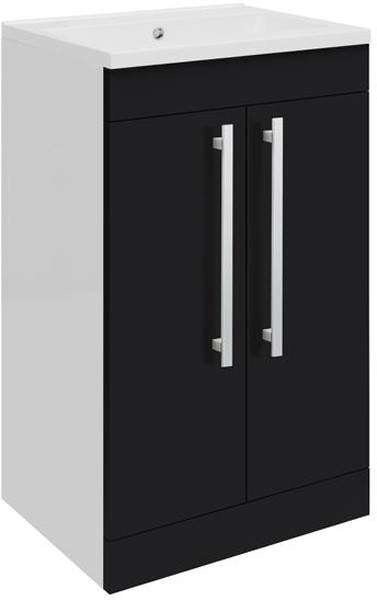 Ultra Design Compact Vanity Unit With Doors & Basin (Black). 494x800mm.