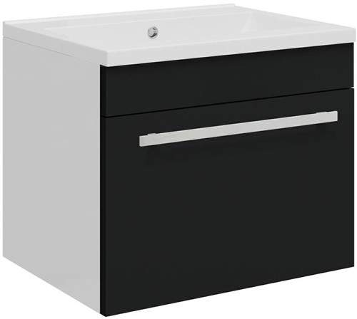 Ultra Design Compact Wall Hung Vanity Unit & Basin (Black). 494x399mm.