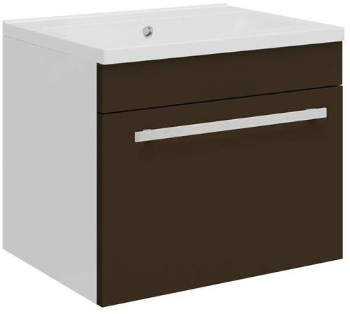 Ultra Design Compact Wall Hung Vanity Unit & Basin (Brown). 494x399mm.