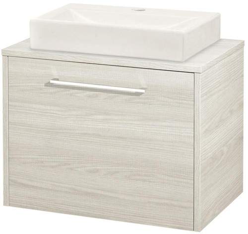 Hudson Reed Horizon 600mm Wall Hung Vanity Unit & Basin (White Oak).