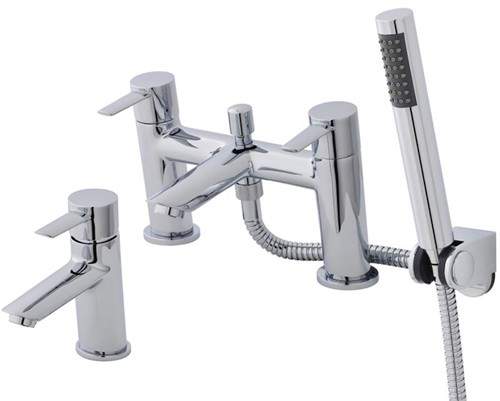 Ultra Firth Mono Basin & Bath Shower Mixer Tap Set With Shower Kit  (Chrome).
