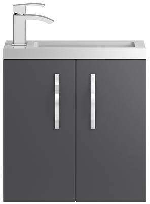 HR Apollo Compact Wall Hung Vanity Unit & Basin (500mm, Grey).