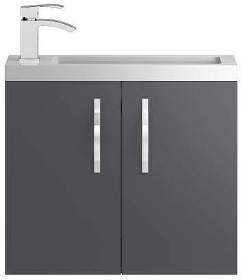 HR Apollo Compact Wall Hung Vanity Unit & Basin (600mm, Grey).