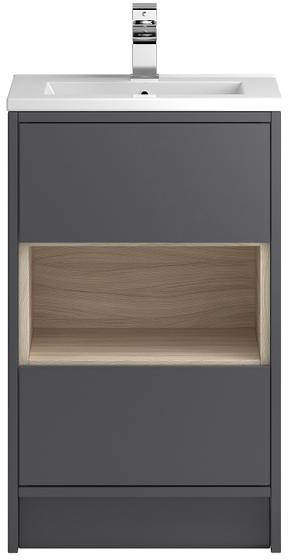 HR Coast Floor Standing 500mm Vanity Unit & Basin Type 2 (Grey Gloss).