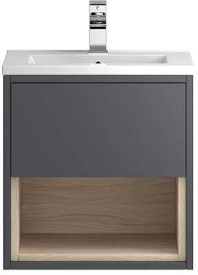 HR Coast Wall Hung 500mm Vanity Unit & Basin Type 2 (Grey Gloss).