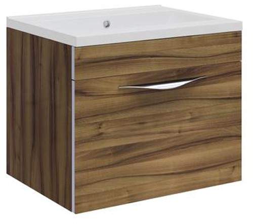 Hudson Reed Memoir 500mm Wall Hung Vanity Unit & Basin (Gloss Walnut).