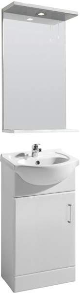 Ultra Beaufort 450mm Vanity Unit With Mirror & Ceramic Basin (White).