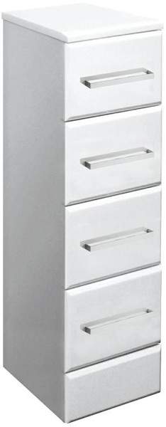Ultra Beaufort Bathroom Cabinet With 4 x Drawers. 300x300x768mm (White).