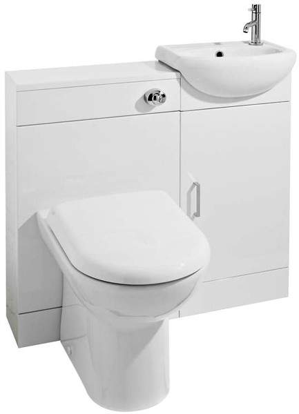 Ultra Furniture Portland Cloakroom Pack With Basin, Pan & Seat (Gloss White).