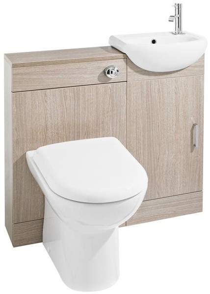 Ultra Furniture Portland Cloakroom Pack With Basin, Pan & Seat (Light Oak).