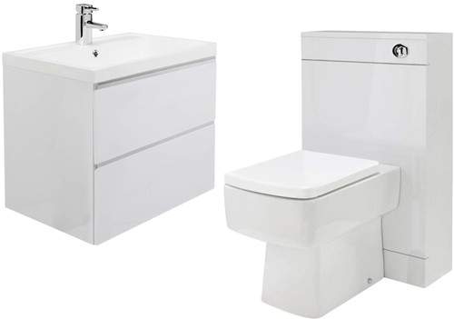 Premier Tribute 600mm Vanity Unit Suite With BTW Unit, Pan & Seat (White).