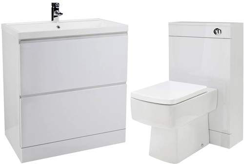 Premier Tribute 800mm Vanity Unit Suite With BTW Unit, Pan & Seat (White).