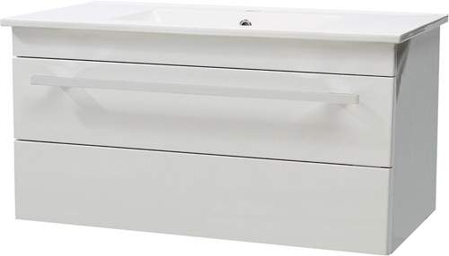 Ultra Design Wall Hung Vanity Unit, Drawer & Basin (White). 800x450mm.
