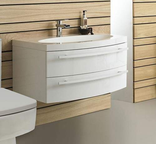 Hudson Reed Vanguard Wall Hung Vanity Unit With Basin & Drawers (White).