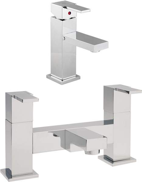 Hudson Reed Genna Basin Mixer & Bath Filler Tap Set (Chrome).