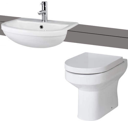 Premier Harmony Back To Wall Toilet Pan & 500mm Semi Recessed Basin.