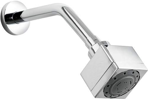 Component Square Multi Function Shower Head With Cranked Arm (Chrome).