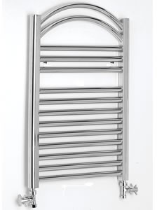 Towel Rails Arched heated towel rail (chrome). 500x760mm. 1542 BTU.