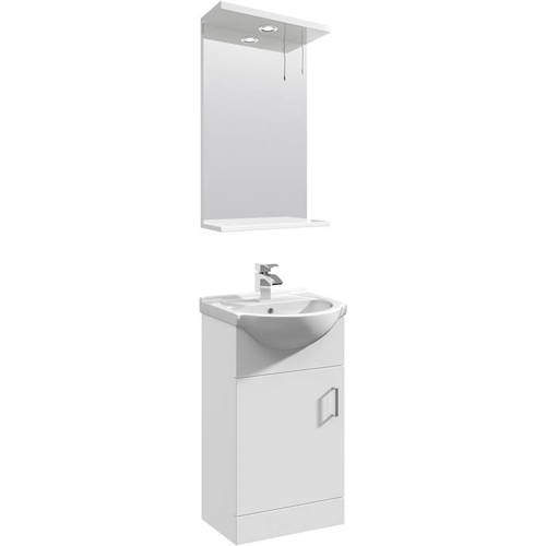 Italia Furniture Vanity Unit Pack With Type 1 Basin & Mirror (450mm, White).