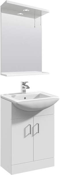 Italia Furniture Vanity Unit Pack With Type 2 Basin & Mirror (550mm, White).