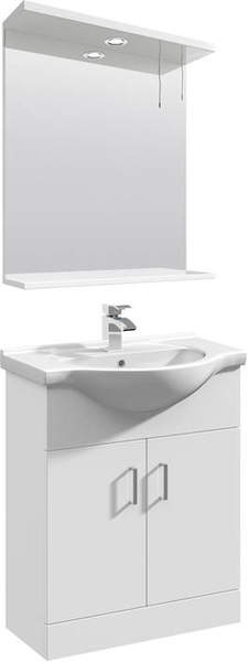 Italia Furniture Vanity Unit Pack With Type 1 Basin & Mirror (650mm, White).