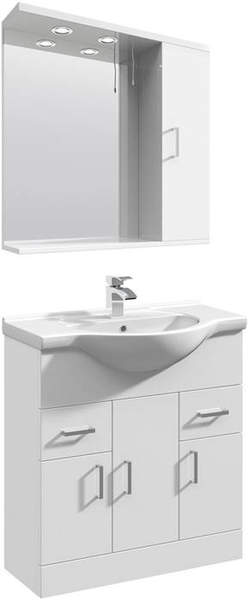 Italia Furniture Vanity Unit Pack With Type 1 Basin & Mirror (750mm, White).